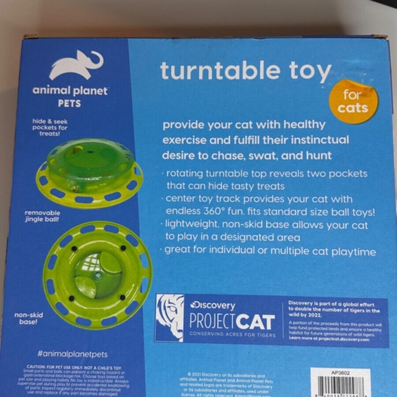 Turntable Toy For Cats- Green, Great For Playtime, Non Skid Base, Jingle Ball - Picture 4 of 5